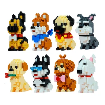 Balody Mini Bloky Montáž Animal Model Shiba Pes Husky Diamond Tehly, Bradáče Deti Darčeky Dievčatá Vianočný Darček Pet Shop
