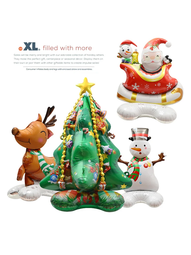 Vianočné Standable Fóliové Balóniky Santa Claus Šťastné A Veselé Vianoce, Výzdoba Pre Domáce Vianočné Ozdoby Vianočné Darčekové Firmware Nový Rok Obrázok 2