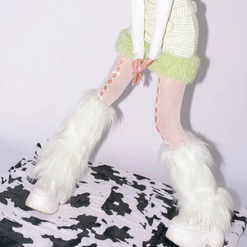 Leg Warmers pre Ženy 80. rokov, 90s Lolita stspoločnosťou yle Y2K Harajuku Kawaii Vysoké Podpätky, Topánky, Teplé Fuzzy Nohu Kryt Partywear Clubwear Obrázok 0