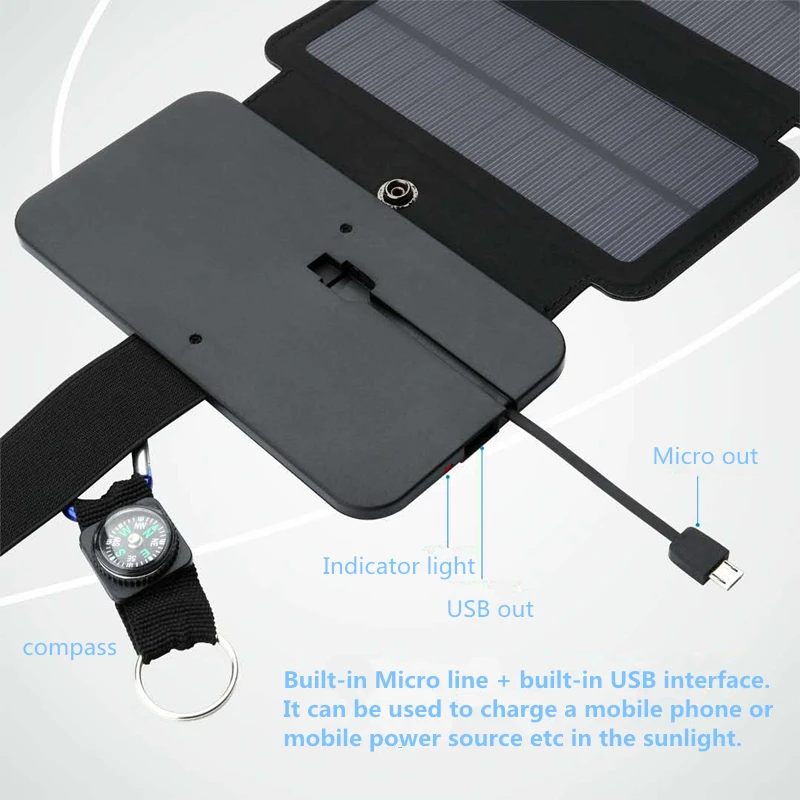 AISITIN Slnko Skladacie 10W Solárne Články Nabíjačky Nepremokavé 5V USB Výstup Zariadenia Prenosné Solárne Panely pre Smartphony Obrázok 4