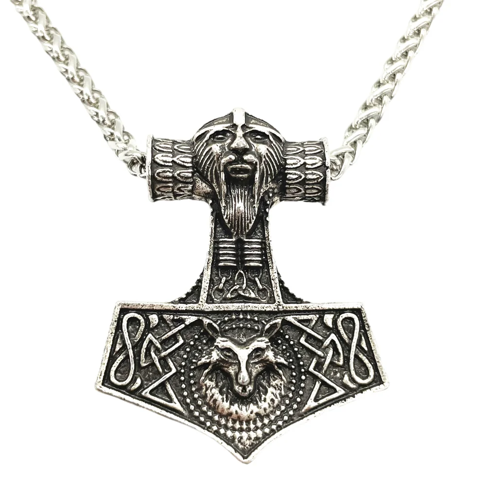 Odin Symbol Vlk Thor Kladivo Mjolnir Prívesok Talizman Šperky Viking Náhrdelník Pohanské Talizman Obrázok 0