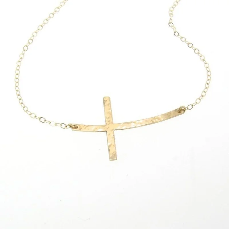 Kríž Náhrdelník Jednoduché Náhrdelníky Ježiš Ženy Reťazca Dámy Prívesok Dievčatá Šperky Žlté Zlato Farba Vintage European Metal Collares Obrázok 3