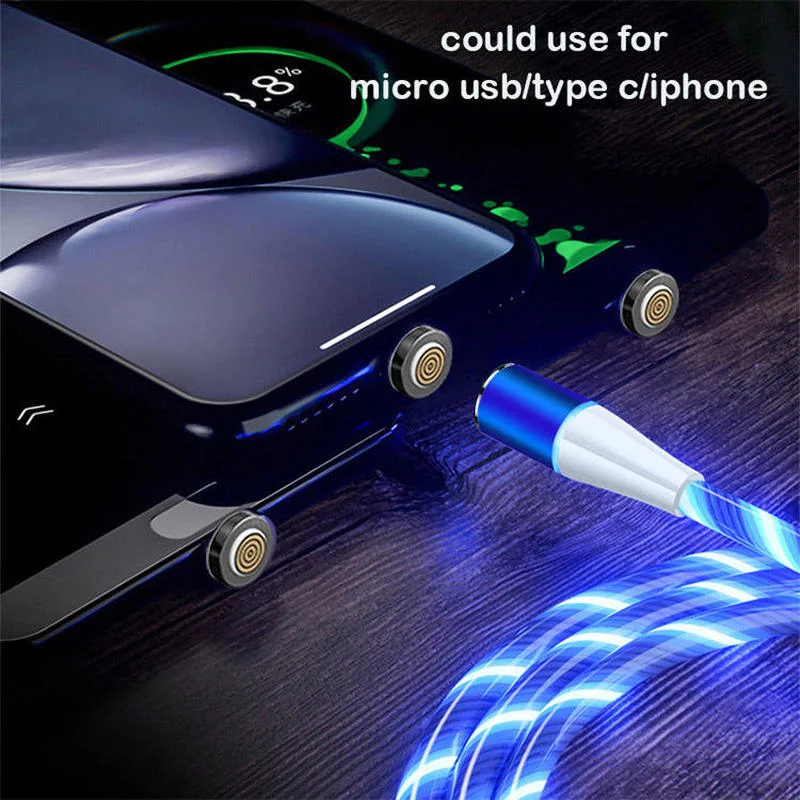 MVQF 5A Rýchle Nabíjanie Magnetické Kábel Prúdi Svetlo LED Micro USB Kábel pre Xiao Nabíjanie pre IPhone 13 11 Nabíjačky Typ C Kábel Obrázok 1