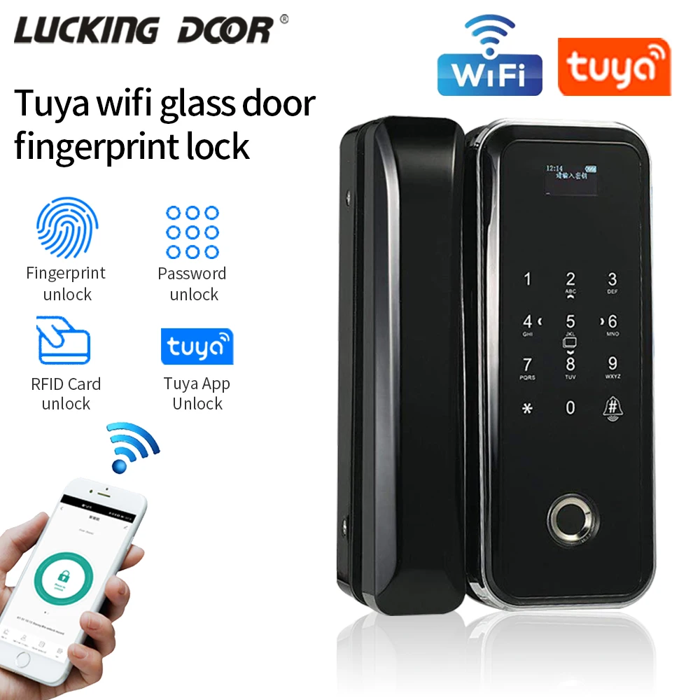 Tuya Smart Drevené Skla Dverí Zamky Vstavaný Wifi Modul Remote Unlock Odtlačkov prstov App IC Karty Heslo, Diaľkové Ovládanie, Alarm, Zámok Obrázok 0