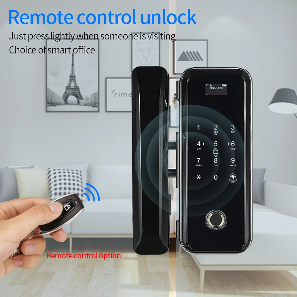 Tuya Smart Drevené Skla Dverí Zamky Vstavaný Wifi Modul Remote Unlock Odtlačkov prstov App IC Karty Heslo, Diaľkové Ovládanie, Alarm, Zámok Obrázok 2
