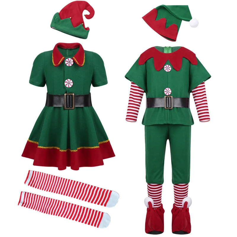 Vianočné Kostýmy Santa Claus Cosplay Dospelých Detí, Vianočné Oblečenie Zelená Elf Rodič-dieťa Oblečenie Rodiny Nový Rok Party Kostým Obrázok 1