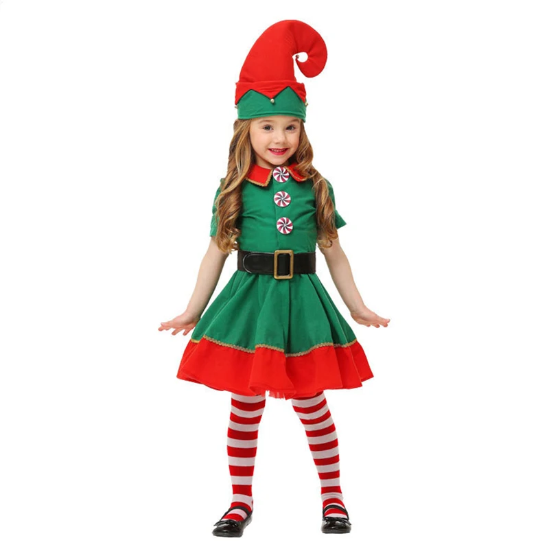 Vianočné Kostýmy Santa Claus Cosplay Dospelých Detí, Vianočné Oblečenie Zelená Elf Rodič-dieťa Oblečenie Rodiny Nový Rok Party Kostým Obrázok 3