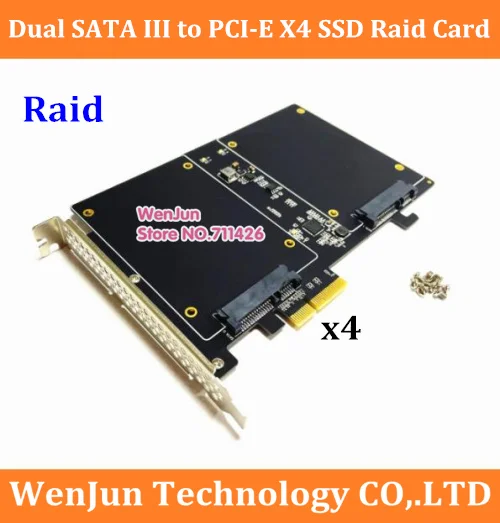 DEBROGLIE-RAID Karty Adaptéra Dual SATA III PCI-E X4 Rozšírenie karty adaptéra pre PC win7/8/10 Obrázok 0