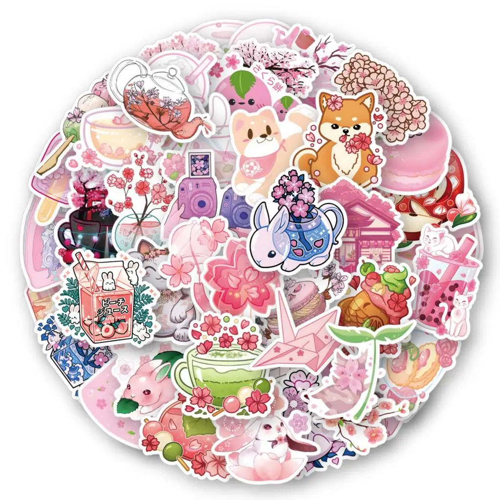 50Pcs Kawaii Cherry Bunny Anime Nálepky DIY Požičovňa Áut Cestovné Batožiny Notebook, Telefón, Nepremokavé, Estetiky Samolepka Dieťa Hračku Odtlačkový Obrázok 1