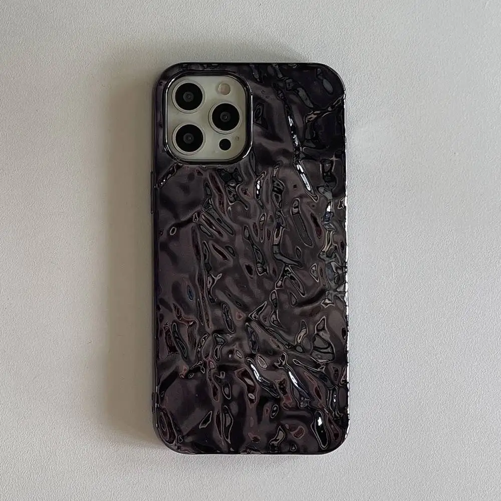 Cool Bright Black 3D Záhybov Kože Telefón puzdro Pre iPhone 14 12 11 13 Pro Max Mini XR X XS 6 6 7 8 Plus SE Slim Mäkké Pokrytie Obrázok 5