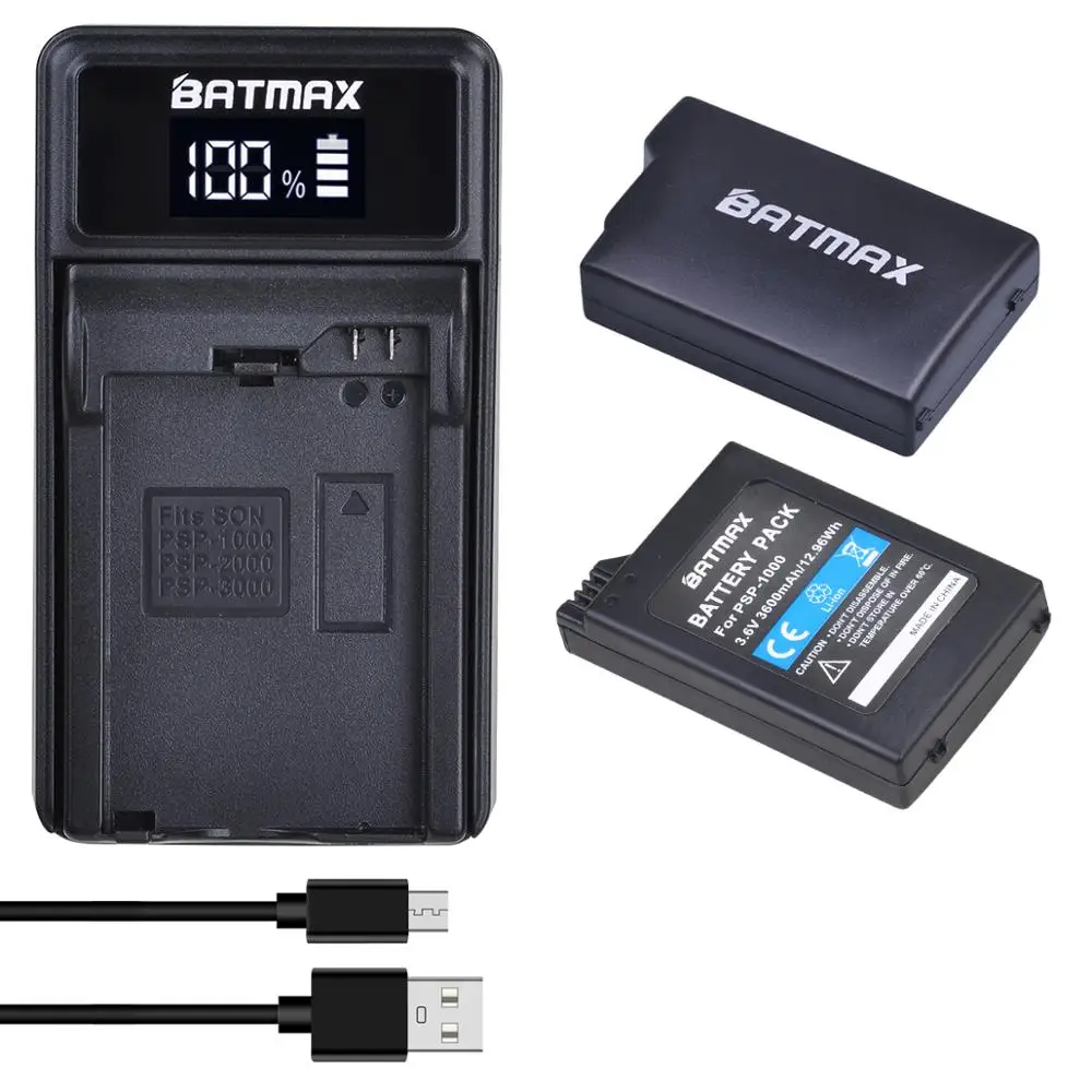 Batmax 3600mAh PSP 1000 Batérie +LED USB Nabíjačka Pre Sony PlayStation Portable PSP1000 pre Sony 1001,1002,1003,1004,1005,1006 Obrázok 0