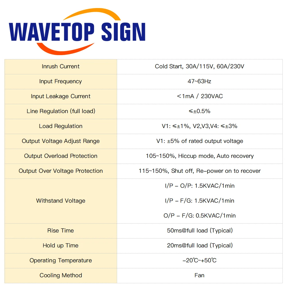 WaveTopSign Prepínanie Napájania HF500W-QV-A Výstupné 24V15A 15V5A 5V5A Triple Výstup pre Laserové Značenie Stroj Obrázok 2