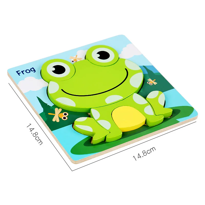 3D Puzzle Drevených Zvierat Skladačka Puzzle Hrubé Vysoko Kvalitné Detské Puzzle Hry, Puzzle, Hračky Predškolského Vzdelávacie Hračky pre Deti Darček Obrázok 5