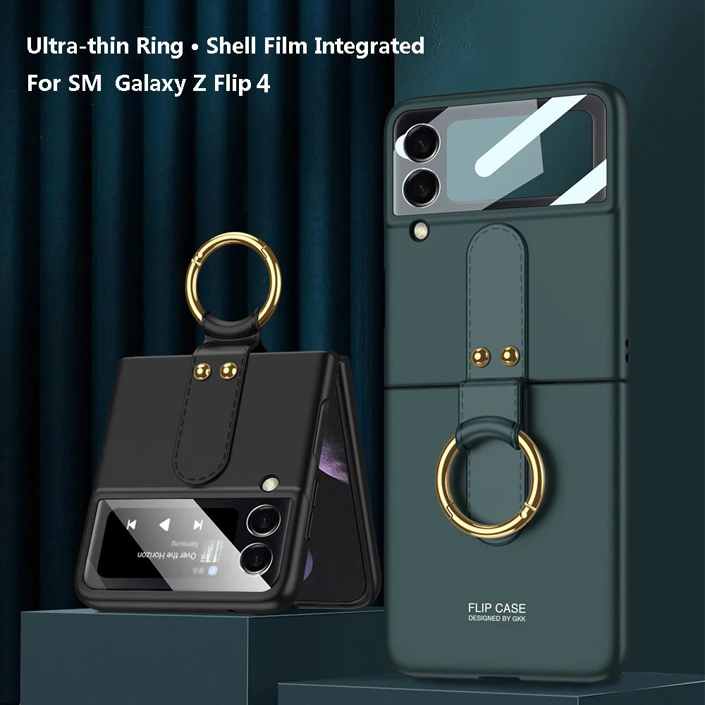 PC Shell Film Integrovaný Kryt Pre Samsung Galaxy Z Flip 4 5G Telefón Prípade, Ultra-tenký Krúžok Držiak kamery ochranné puzdro pre flip4 Obrázok 1