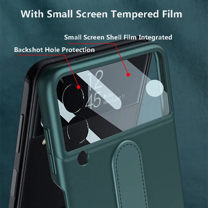 PC Shell Film Integrovaný Kryt Pre Samsung Galaxy Z Flip 4 5G Telefón Prípade, Ultra-tenký Krúžok Držiak kamery ochranné puzdro pre flip4 Obrázok 5