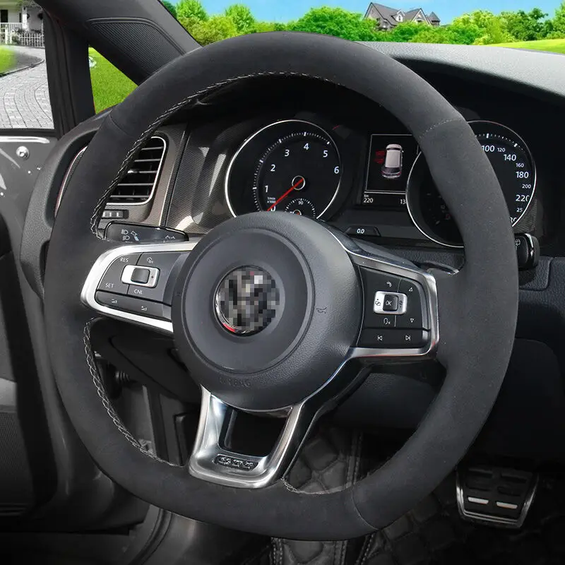 Svieti pšenica Čierny Semišový Volant, Kryt pre Volkswagen Golf 7 GLAXAY Golf R MK7 VW Polo GLAXAY Scirocco 2015 2016 Obrázok 2