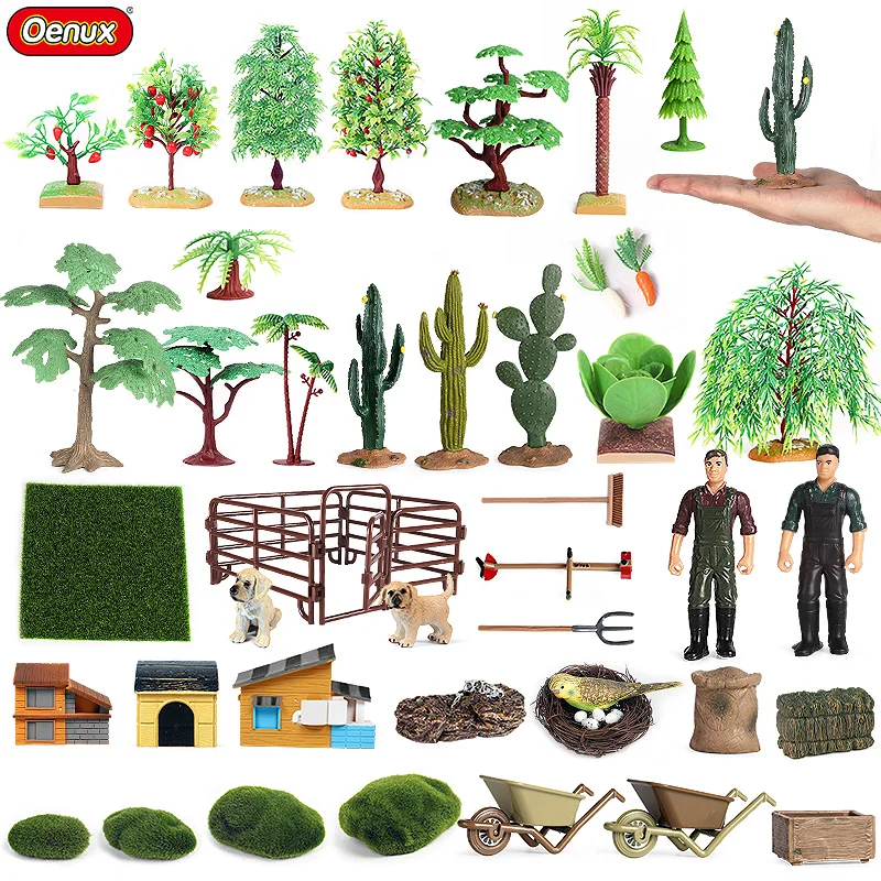 Oenux Domáce Dekorácie Simulácie Farmy Scény Série Zvieratá Model Kaktus Palmy Strčiť Akčné Figúrky Miniatúrne Roztomilé Dieťa Hračku Obrázok 0