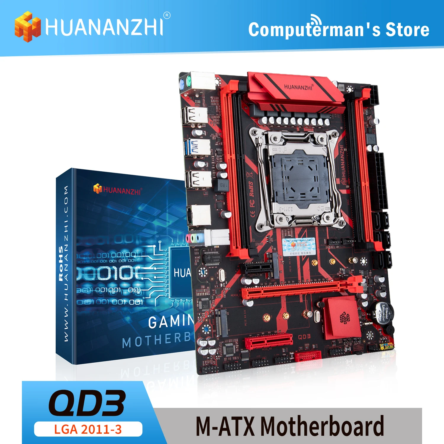 HUANANZHI QD3 Doske podpora Intel XEON E5 LGA2011-Všetky 3 Series DDR3 RECC NON-ECC Pamäť NVME USB3.0 SATA Obrázok 0