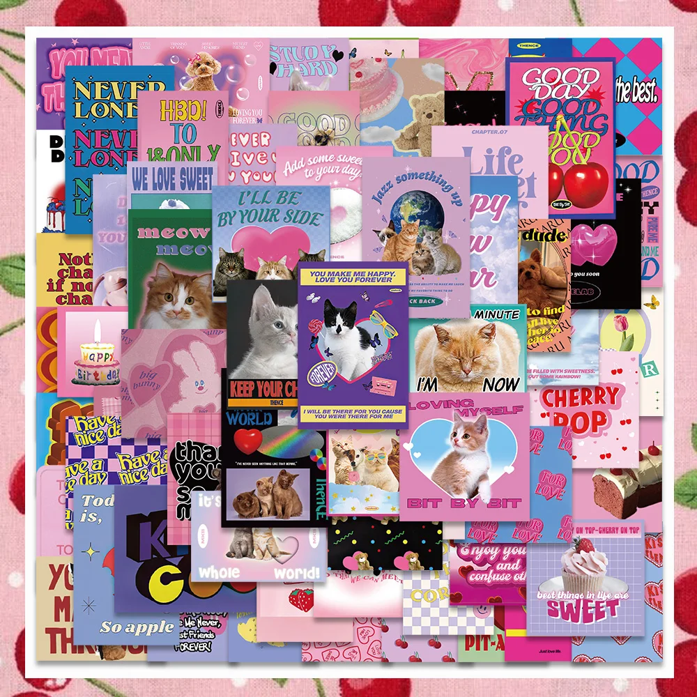 10/62PCS Americký Retro Ružová Roztomilý Dievča Kawaii Cartoon Nálepky, Auto, Notebook, Zápisník Plánovač Dekorácie Papiernictvo Telefón Nálepky Obrázok 0