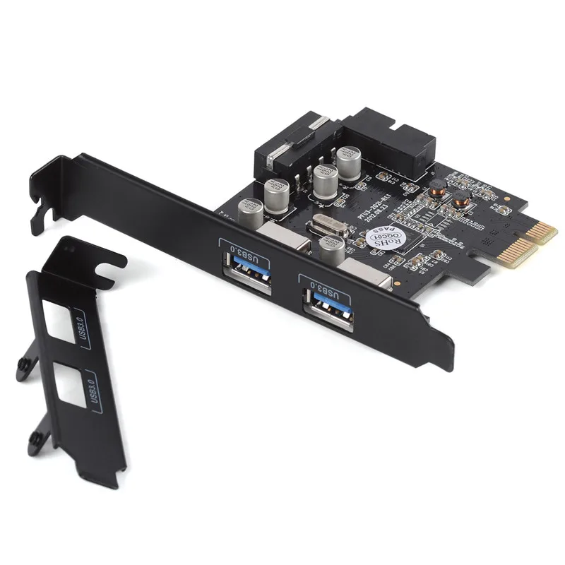 PCIE 2 Port USB 3.0, PCI-e Vnútorná 20kolíkový Adaptéra PCI Express 5.0 Gbps 19Pin FL1100 chipset support WIN10 WIN8 MAC OS Obrázok 0