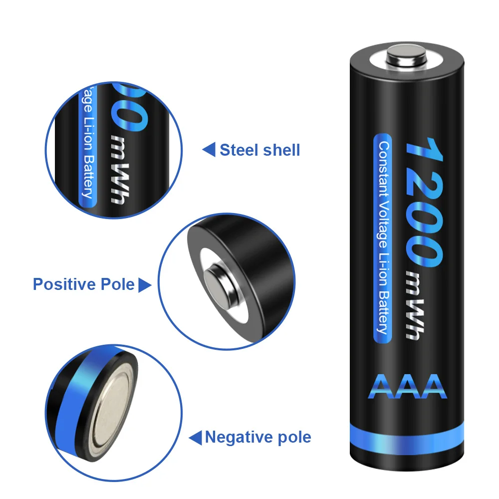 1.5 V AAA Lítiová Nabíjateľná Batéria 1200mWh AAA 1,5 V Li-ion, li ion Batérie Pre Diaľkové ovládanie ,Bezdrôtové myši aaa batérie Obrázok 3