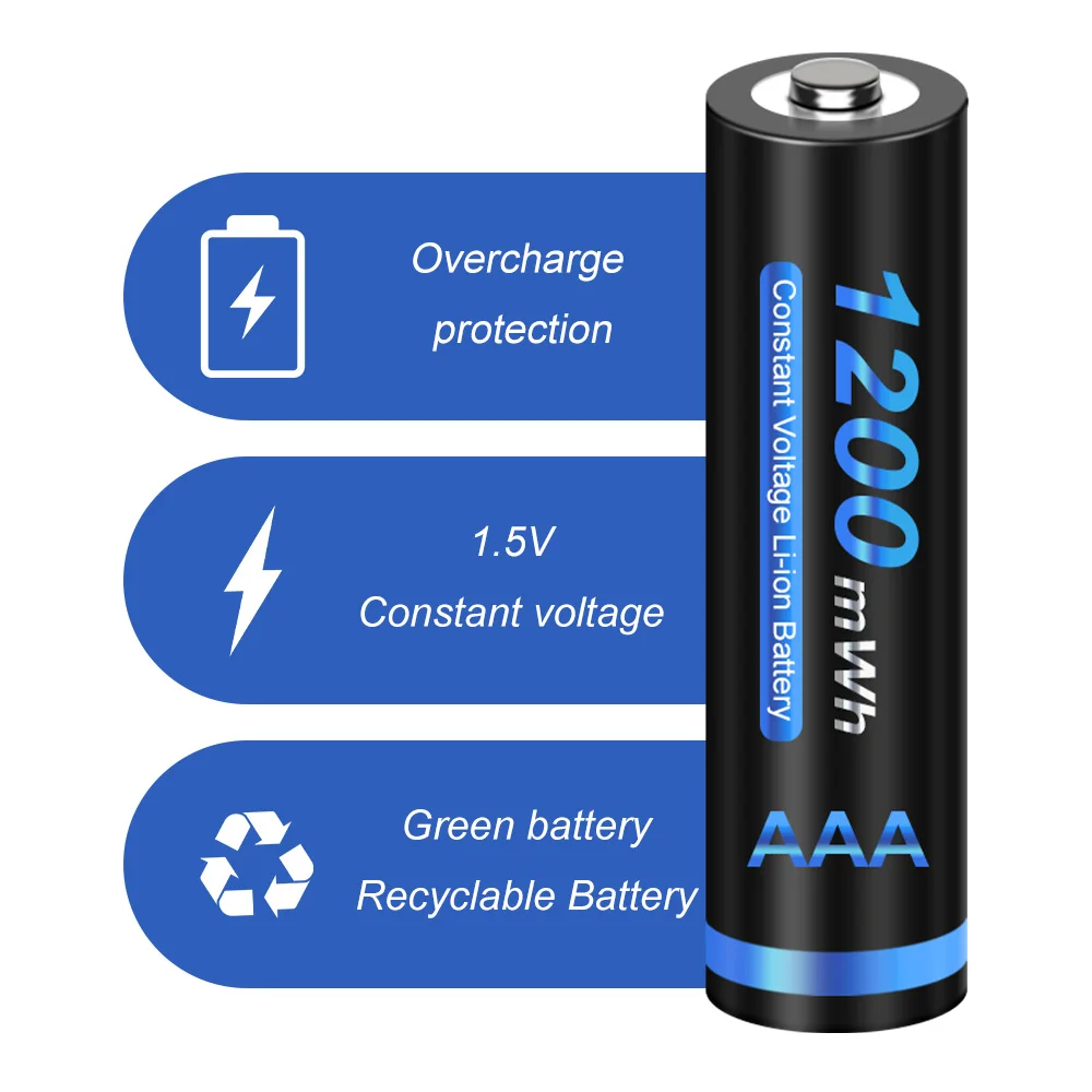 1.5 V AAA Lítiová Nabíjateľná Batéria 1200mWh AAA 1,5 V Li-ion, li ion Batérie Pre Diaľkové ovládanie ,Bezdrôtové myši aaa batérie Obrázok 4
