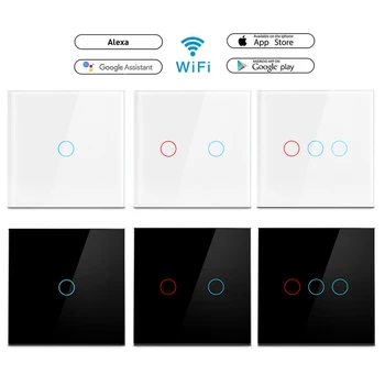 1/2/3-Gang Wifi Smart Light Switch Sklo Displeja Dotykový Panel Ovládanie Hlasom Bezdrôtový nástenný Spínač, Práca s Alexa Echo Domovská stránka Google