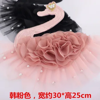 1 KS Troch-dimenzionální šifón kvet swan handričkou nálepky detské oblečenie, dekorácie otvor patch dekorácie