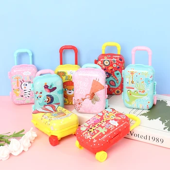 1 ks Kov+Plast Mini Kufor pre Bábiky Miniatúrne Hračky batožinového priestoru domček pre bábiky Dekor Šperky Box