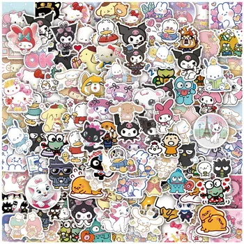 10/30/60/125pcs Kawaii Sanrio Nálepky Estetické Hello Kitty Cinnamoroll Kuromi Moje Melódie Cartoon Obtlačky Roztomilý Nálepka pre Deti