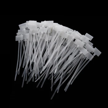 100 Ks Biele Plastov Nylon Označiť Značky Label Nálepka Kábel Zips Väzby 2x11cm