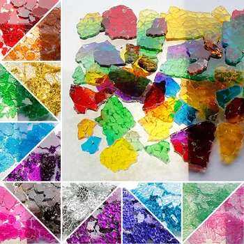 100g Miešaný Farba Jasné Real Sklo, Nepravidelné Obkladačky pre DIY Záľuby Remeslá Mozaiky Tvorby Puzzle Umenie Transparentné Kameň