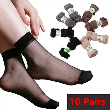 10Pairs Ženy Hodváb Krátke Ponožky Letné Pohode Priedušné Ponožky Super Tenký Krištáľovo Priehľadné Koži-Priateľský Elastické Členok Sox Ponožka