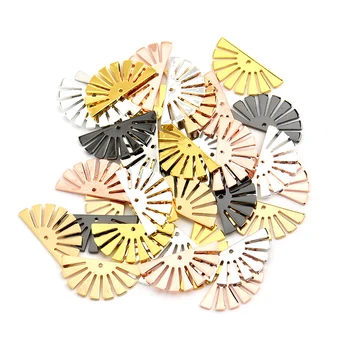 10pcs multi-farebné jednootvorová vejárovité hladké medené náušnice, náhrdelník s príveskom