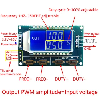 1Hz-150Khz Generátora Signálu Modul Nastaviteľné PWM Impulzov Frekvencie Funkcia Generátor zapnutia TTL LCD Displej 5V DC 12V 24V