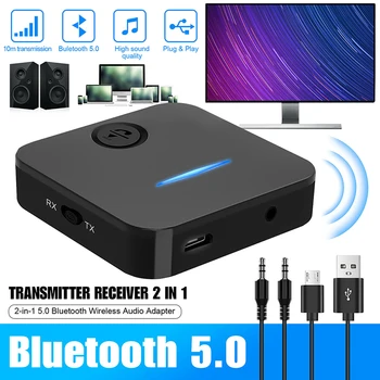 2-v-1 Bluetooth-kompatibilné 5.0 Prijímač Vysielač Tv Doma Stereo A2dp 3.5 mm Aux Audio Adaptér Bezdrôtovej siete Hands-free Volanie