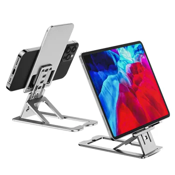 2021 Kovové Ploche Tabletu Držiteľ Bunky Tabuľky Ultra-Tenké Skladacia Podporu Stôl Mobilný Telefón Stander Pre iPhone, iPad Nastaviteľné