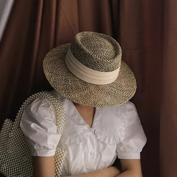 2021 Nové Ručné Slamy Pláž Hat Pre Ženy Letný klobúk Panama Spp Módne Konkávne Byt na Ochranu pred Slnkom Clonu Klobúky Veľkoobchod