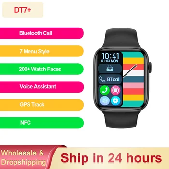 2022 Nové DT7 Plus Smart hodinky Bluetooth Hovor GPS Tracker NFC Vodotesný IP68 Fitness DT7 Pro Smartwatch PK Series 7 S7 Pro W27