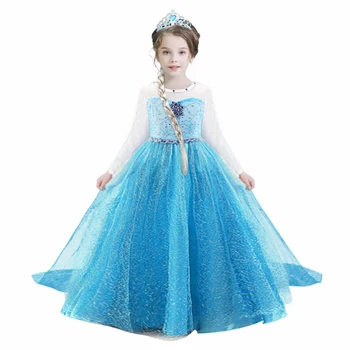 2022 Nové Elsa Šaty 4-10 Rokov Halloween Princezná Kostým Party Deti Šaty pre Dievčatá Chidlren Narodeniny Role-Hrať Zdobiť