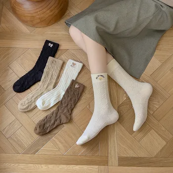 2022 Nové Jeseň Zima Bavlna Roztomilý Japonské Harajuku Ženy Ponožky Kawaii Dievčatá Ponožky Vianočné Darčeky Výšivky Zvierat Ponožky