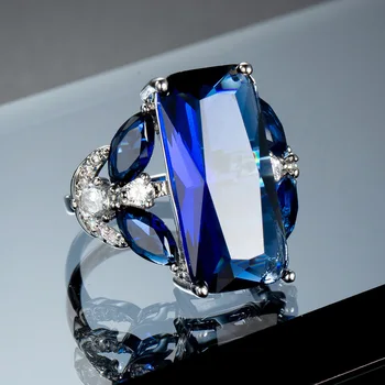 2022 Nové Módne Luxusné Sapphire Crystal Krúžok Vysokej Kvality Osobnosti Svadobné Party Módne Šperky Malé Populárny Dizajn Krúžok