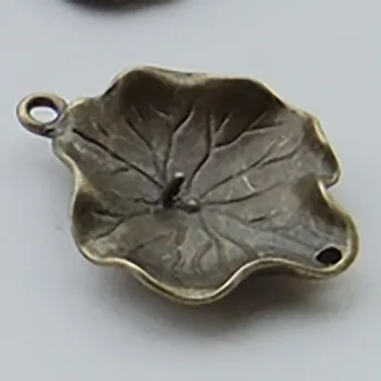 20PCS Bronz Antický Štýl Zvonenia Zliatiny 3D Lotus Leaf Prívesok Charms 24*22 mm