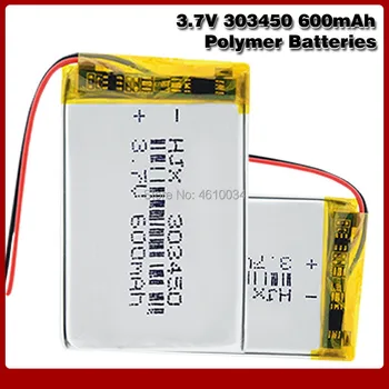 3.7 V,600mAH 303450 303550 PLIB polymer lithium ion / Li-ion Nabíjateľnú batériu, pre dvr,GPS,mp3,mp4,E-book, LED svetlo,reproduktor