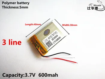 3 linka Dobrá Qulity 3,7 V,600mAH,503040 Polymer lithium ion / Li-ion batéria pre HRAČKA,POWER BANKY,GPS,mp3,mp4