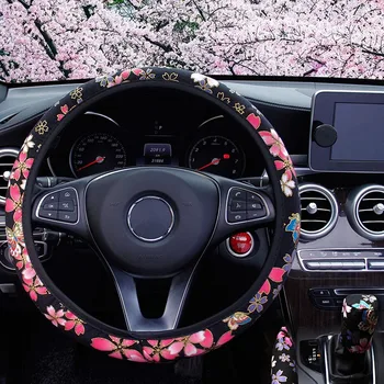 38 CM Univerzálny Elastický Cherry Blossom Volant, Kryt Pletené Textílie Anti-slip Volant, Ochranné Auto Príslušenstvo