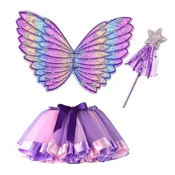 3ks Dievčatá Princezná Víla Kostýmy Nastaviť Halloween Party Cosplay Kostýmy Motýlích Krídel Šaty Prútik Pre Detský Výkon Kostým