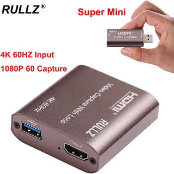 4K 60Hz USB 3.0 2.0 HDMI Video Capture Karty TV Loop Výstup U3 1080P 60fps Hra Nahrávanie Platne Live Streaming Box pre PS4 Fotoaparát