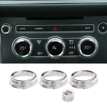 4pcs Striebro Konzoly klimatizácia AC Hlasitosti otočte Kryt Trim Krúžok vhodné pre Land Rover Range Rover L405 2013 2014 2015 2016 2017