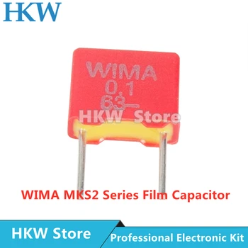 5 ks Originál WIMA 0.1 UF 63V ČERVENÁ MKS2 5MM Film Kondenzátor Hi-Fi Audio Kondenzátory 63V 104/100NF/0.1 UF 0.1UF63V